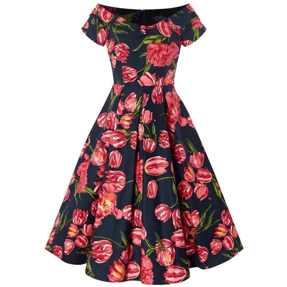 Dolly & Dotty Floral Pleated Swing Dress - Picture 3 of 8